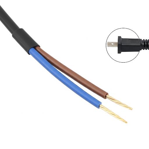 NEMA 1-15P 2-Prong Power Cord with Tinned Stripped Ends 18AWG