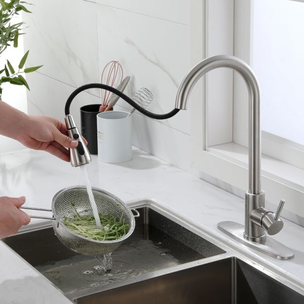 Instant Boiling Water Tap Pull Out Kitchen Sink Faucet with Single Hole Installation