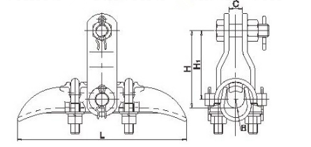 XGU Series Aluminum Cable Clamps , 3 Bolt Suspension Clamp Trunnion Type