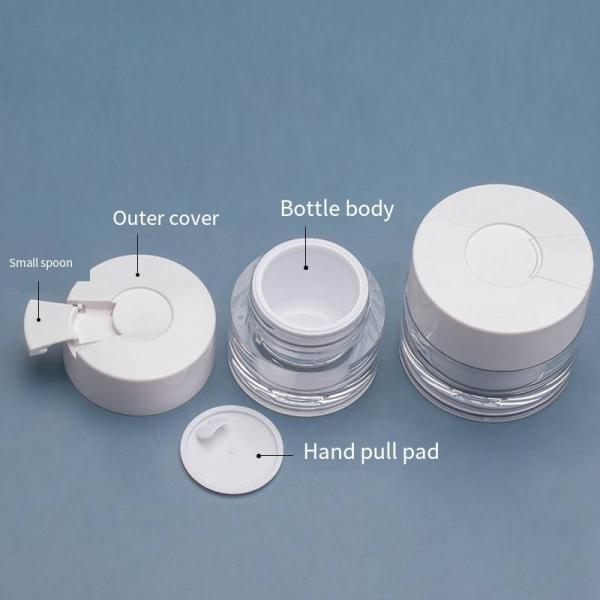 New cosmetic packaging 15g/30g/50g white-cap with measuring spoon facial cream bottle - travel-sized dispensing jar