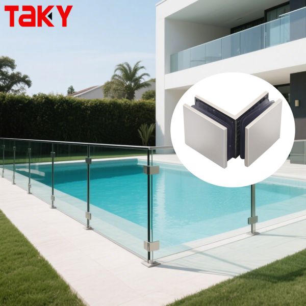 Shower 90 degree Square Glass Door Corner Clamp Railing Holder Hinge Tempered Glass Clamps
