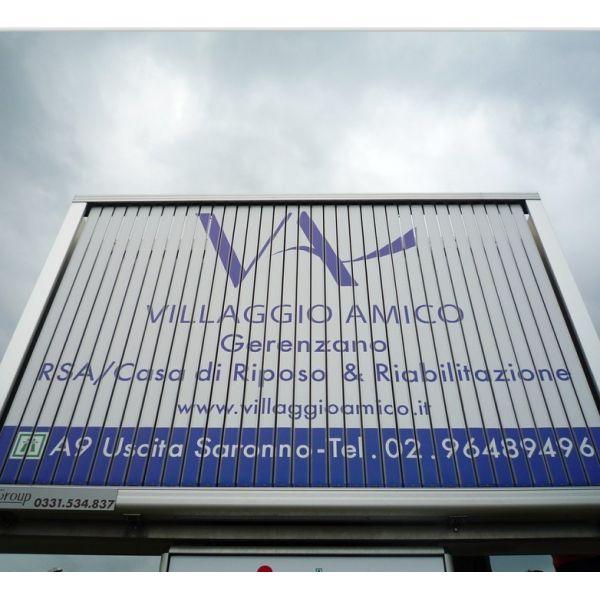 city outdoor 3-sided billboard advertsing sign with pole