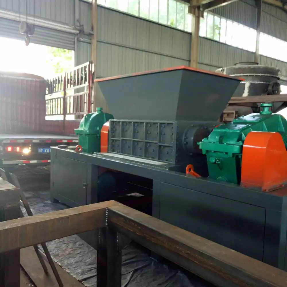 Two 75kw Motors Alloy Steel Blades Scrap Metal Shredder Dual Shaft