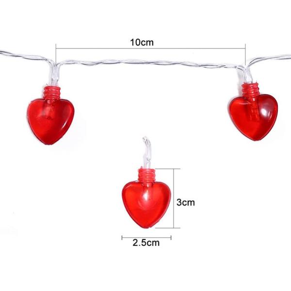 Battery Operated Heart Love Valentine Lights 10/20/30/40leds Heart Shaped String Lights for Wedding Party Birthday Home Decor