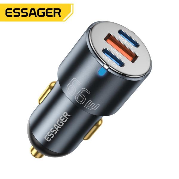 PD Typc C USB A EV Car Chargers Quick Charging 60W 66W For 12V 24V EV Car