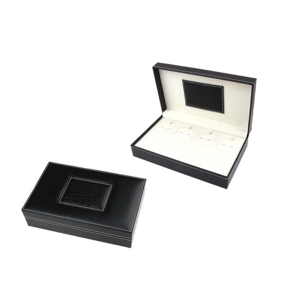 Luxury Cufflink Gift Box Custom Leather / Paper Material 60*60*35mm Size