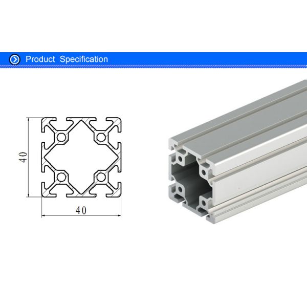 40 X 40 MM T Slot Aluminum Extrusion Rails Square Hollow OEM ISO / TS16949:2009