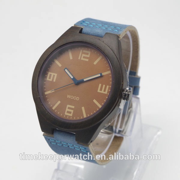carbonized bamboo watches with genuine leather ,oem watches