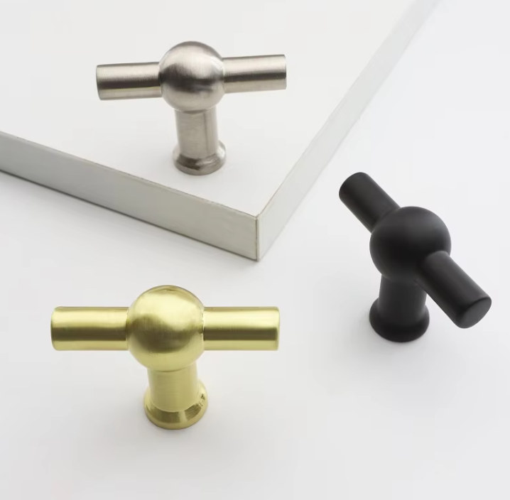 Modern Black Dresser Kitchen Cabinet T-Bar Pull Handle Factory Custom Zamak Material for Wardrobe Drawer Home Decoration