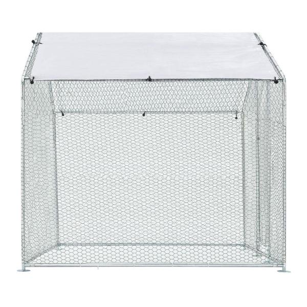 2M x 2M Metal Chicken Coop Walk in Cage Run House Shade Pen Chicken Cage With Cover