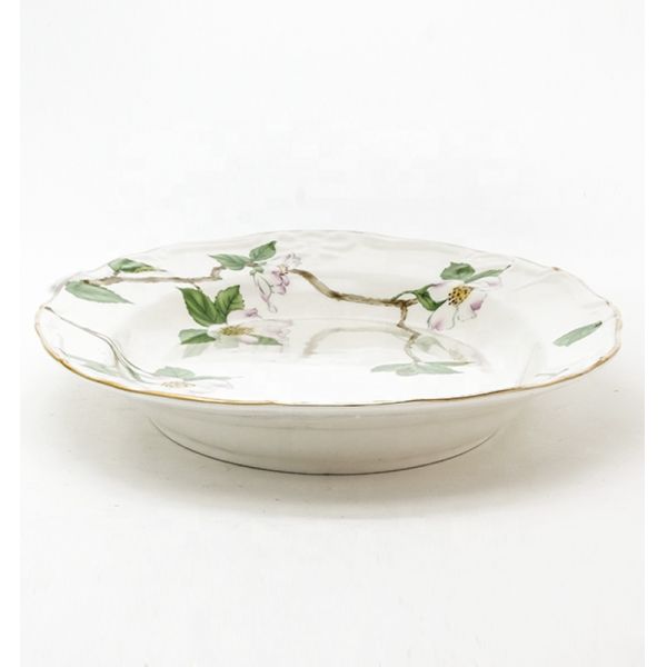 Цветочные керамические столовые тарелки Столовая посуда Золотая оболочка Керамическая тарелка с супом TW-02A121