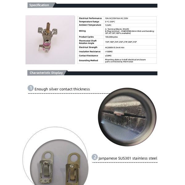 Electric Oven Thermostat Adjustable Temperature Controller for Mechanical Thermostat