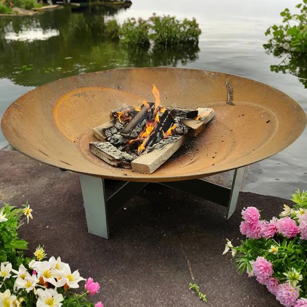 800mm Diameter Steel Firepit Wood Burning Metal Stamping Firebowl Modern Design Fire Pit