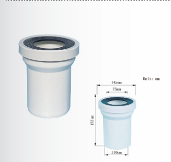 White Straight Pipe Of The PP Toilet Tray Connector With Rubber Sealing Gasket