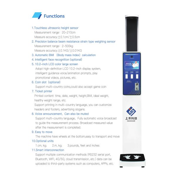 Машина 205cm анализа тела женщин электронного масштаба баланса веса высоты Bmi ультразвуковая