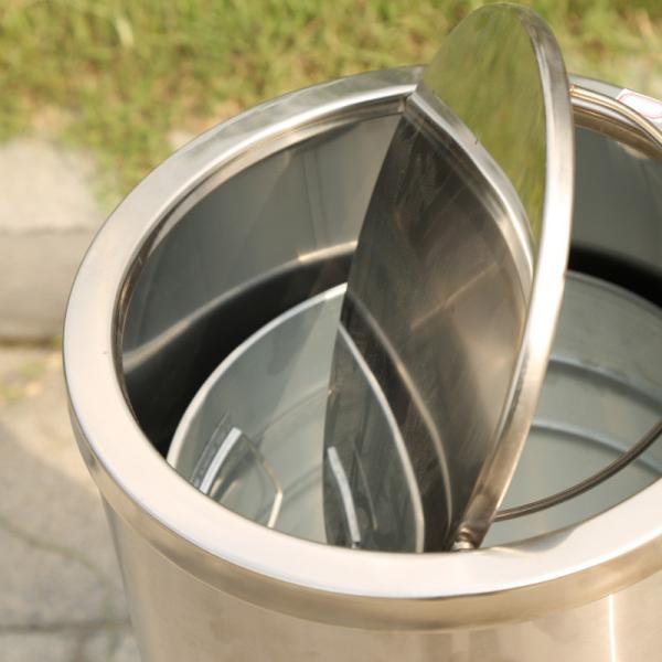 Hotel High-end Circle Brushed Surface Open Top Hotel Trash Can Recycling Bin Waste Bin with Stainless Steel Ashtray