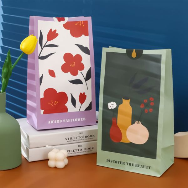 Gelebor Kraft Paper Cartoon Disposable Food Packaging Bag For Snack Nuts Candy Bread
