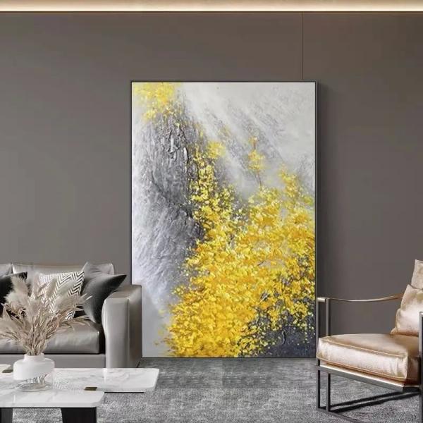 Peint à la main paysage abstrait moderne fortune feuille d'or texture peinture à l'huile pour la décoration intérieure