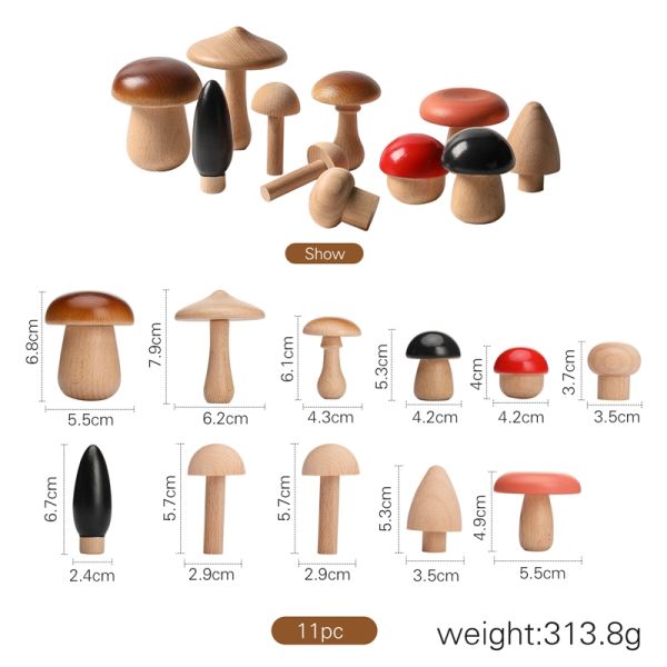 Mushroom Shape Wooden Blocks For Children Educational