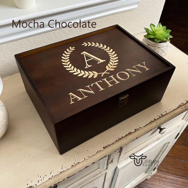 6.2*6.2*4.48 Personalized Wooden Box Tableware Keepsake Box for 5th Anniversary Gift
