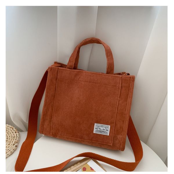 Fashion Crossbody Corduroy Tote Bag With Adjustable Strap with Customized Logo