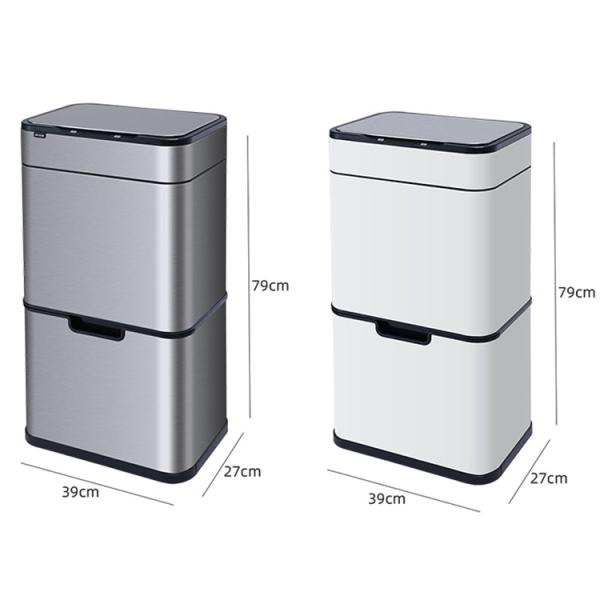 Office 50L Dual Garbage Recycling Bin Sensor Touchless Trash Can