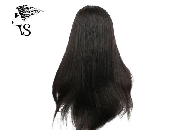Natural Black Heavy Yaki Straight Human Straight Lace Front Wigs With 100% Brazilian Hair