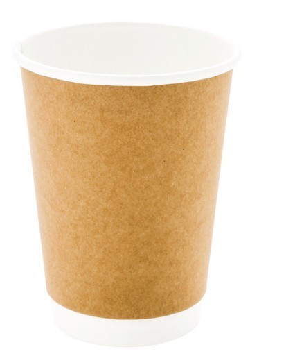 Kraft Disposable Double Wall Paper Cups 12 Ounce Food Grade Printing Ink