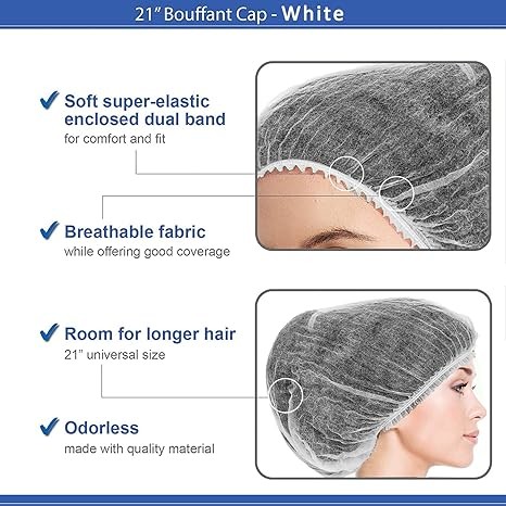 Bouffant Caps Disposable Shower Cap Custom Hotel Amenity Bath Spa Hair Cap Waterproof Disposable White Head Cap