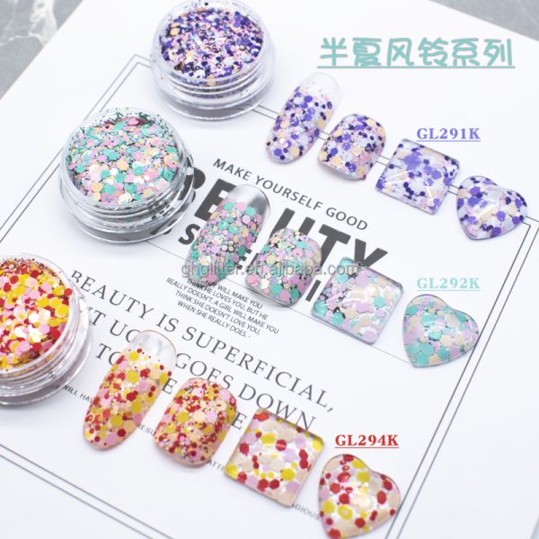 OEM Shiny Chunky Polyester Christmas Glitter Mix Powder Solvent Resistance Midsummer Bells