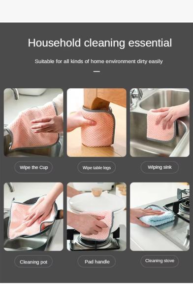 Stainless Steel Microfiber Dish Cloth 25x25cm Non-Stick Oil