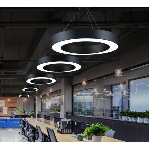 18W Circle Type LED Pendant Lights for School White / Black / Silver
