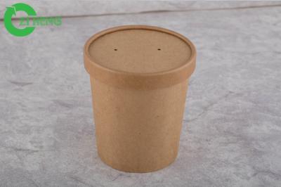 Food Grade Kraft Paper Cups 16 Oz Double PE Coating Thick Top Edge For Salad