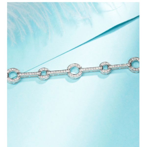 Пряжки кольца браслетов 0.73ct 17.5cm диаманта золота 18K женщин