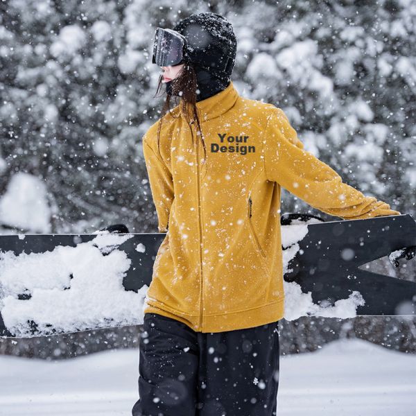 Unisex Polar Fleece Zip Up Mid Layer Jacket for Ski Outdoor