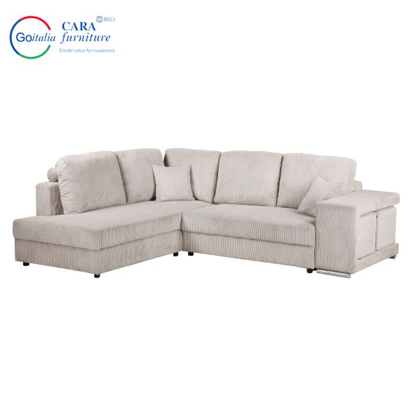 Multifunctional Wood Frame Fabric Cover L Shape Mobile Sofa Footstool Grey Blue Sofa Bed