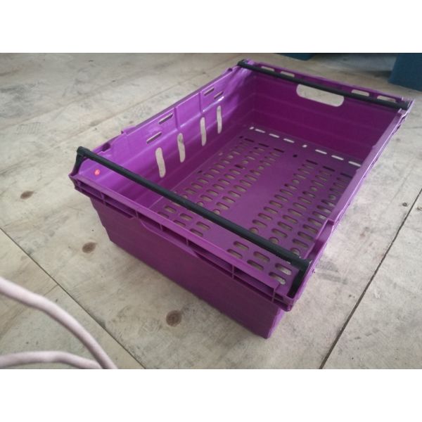 Estilo plegable 600 * 400 * 190 del supermercado del cajón plástico 49L de la jerarquía de la pila del brazo de la comida