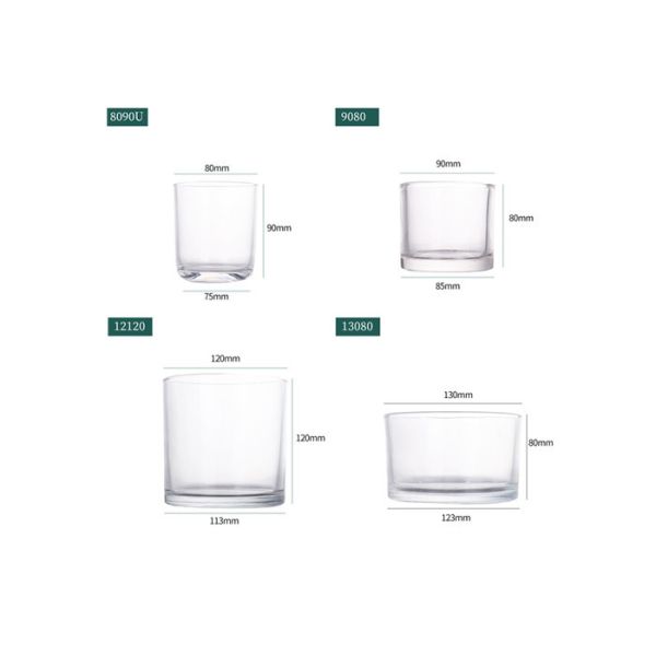 Clear Glass Cylinder Candle Jar Vessel with Shiny Gold Metal Lid Iron for Candle Making