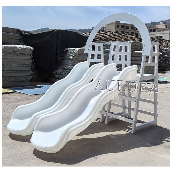 Outdoor Double Slide With Arch White Soft Play Equipment Plastic Slide Kids Play Slide