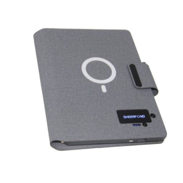 Pu Leather Led Logo Power Bank Wireless Charging Notebook Luxury Magnetic Attraction