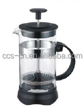 Портативные кофеварки Высококачественный боросиликатный стеклянный кофейный пресс Черный пластиковый французский пресс