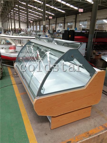 Supermarket deli display case cooked food self-service display refrigerator with sliding glass door