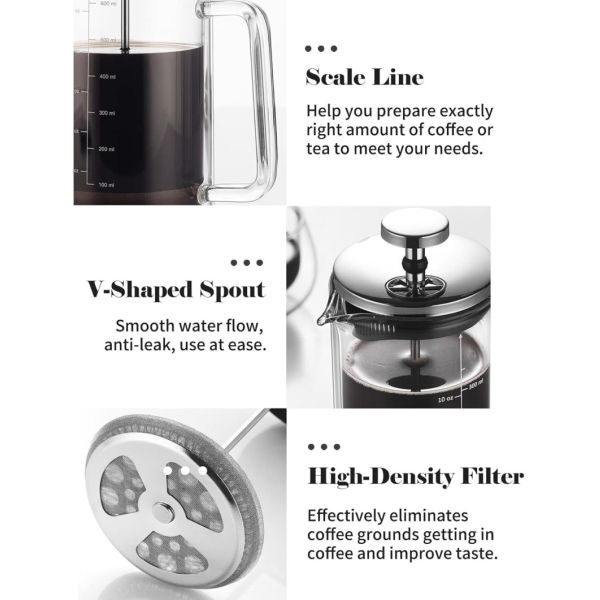 High Borosilicate Transparent Glass Jugs Coffee Milk Frother French Press Tea Maker