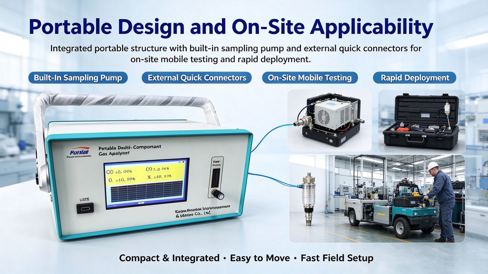 Portable Multi Gas Analyzer O2 CO CO2 CH4 CnHm H2S H2 NH3 Dew Point Measurement Instrument