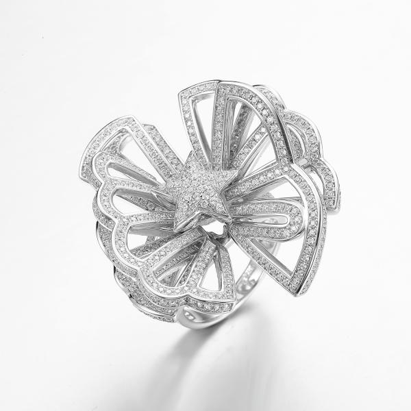 Lotus 925 Sterling Silver CZ Art Deco Rings Mother's Day Present