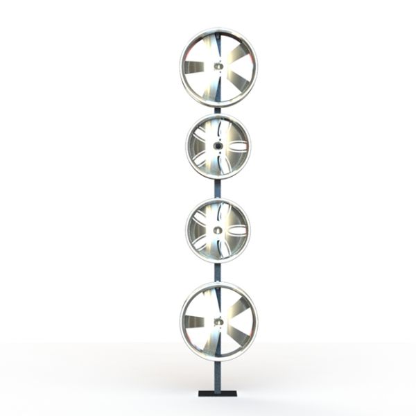 8 Wheels Black 2 Sides Hooks Metal Display Rack For Wheel Hubs