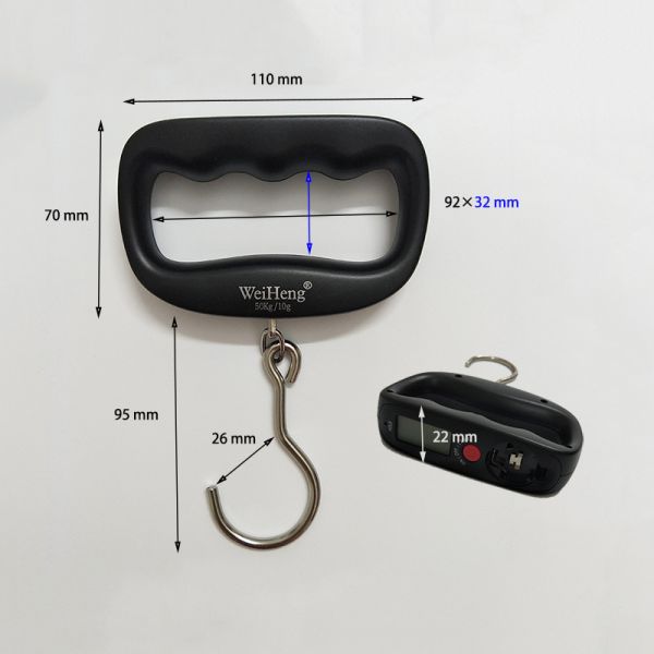 Lightweight Battery Powered 50kg/10g Capacity Big Hook Digital Electronic Luggage Scale