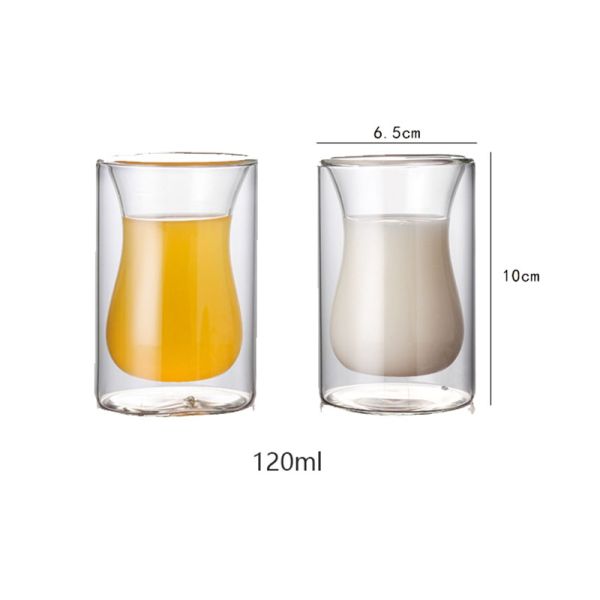 Heat Resistant 120ml Mouth Blown Double Wall Glass Cup