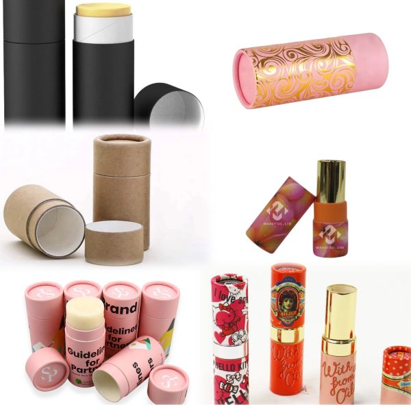 Customized eco-friendly 40ml/1.2oz empty OEM cosmetic deodorant push-pull paper tube box