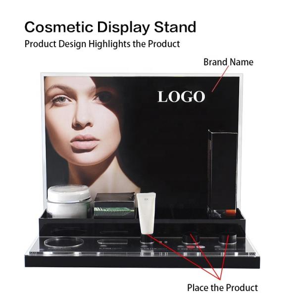 Recyclable Black Cosmetic Acrylic Display Rack Retail Store Tier